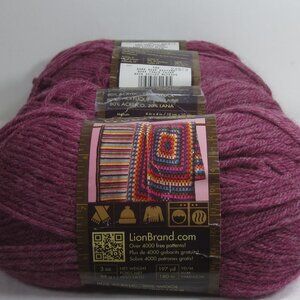 NEW Lot of 4 Lion Brand Yarn Dark Rose Heather Wool Ease Acrylic 3 Oz 197 yards